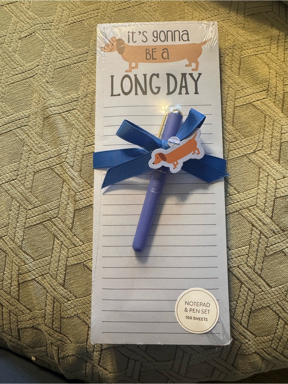 Dachshund Notepad & Pen Set, “It’s gonna be a long day” from Emily Dumas